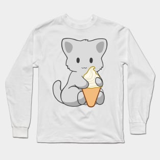 Ice Cream White Cat Long Sleeve T-Shirt